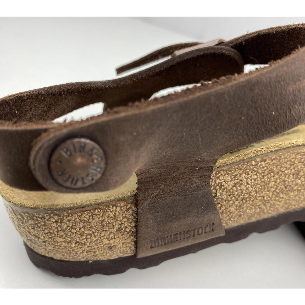 Birkenstock Sandals Women Bali Birkies Brown Habana Oiled Leather 37 240 L6 EUC - Picture 5 of 12